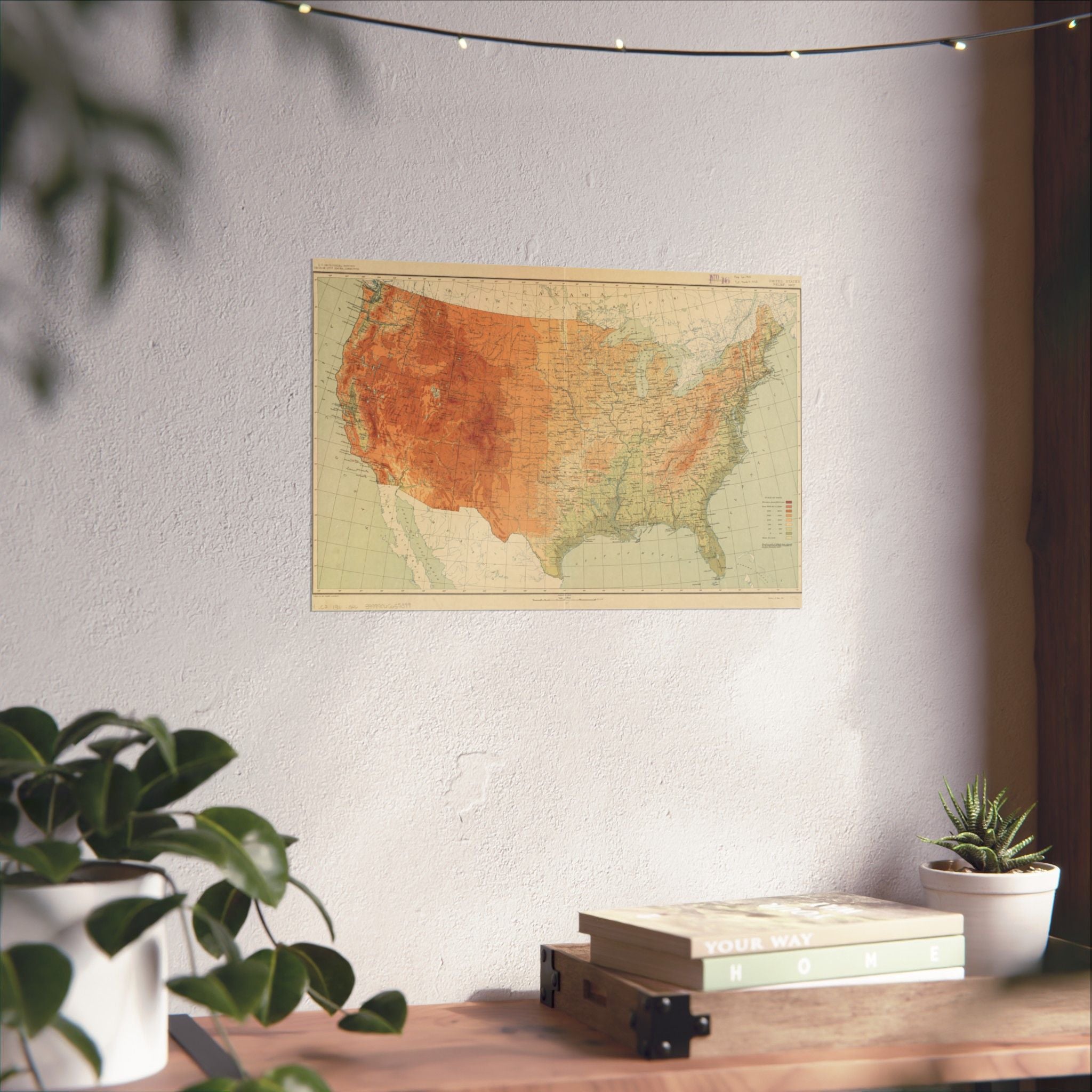 Vintage USA Map Poster — Matte Horizontal United States Wall Art