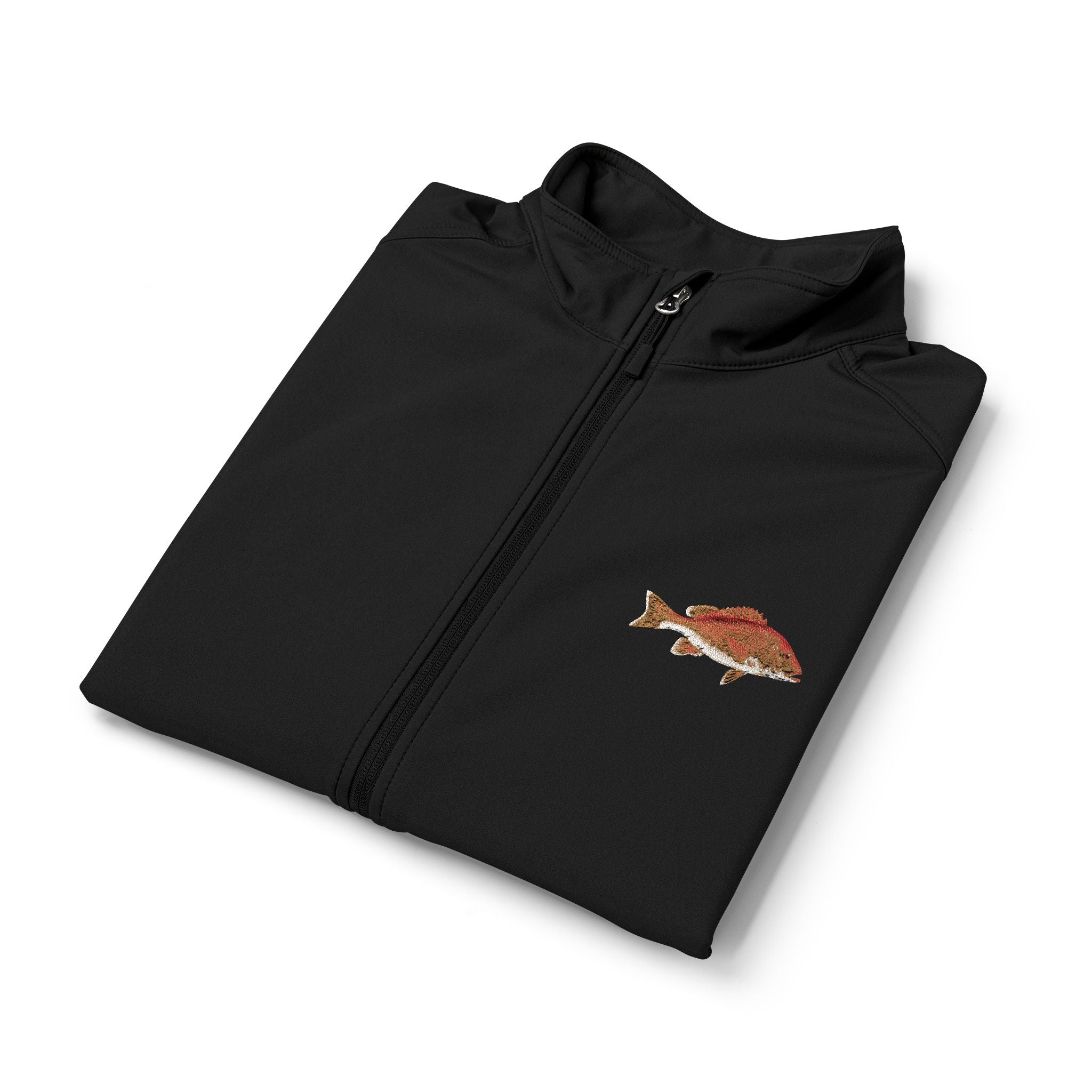 Red Snapper Men's Soft Shell Vest - Embroidered Fish Design