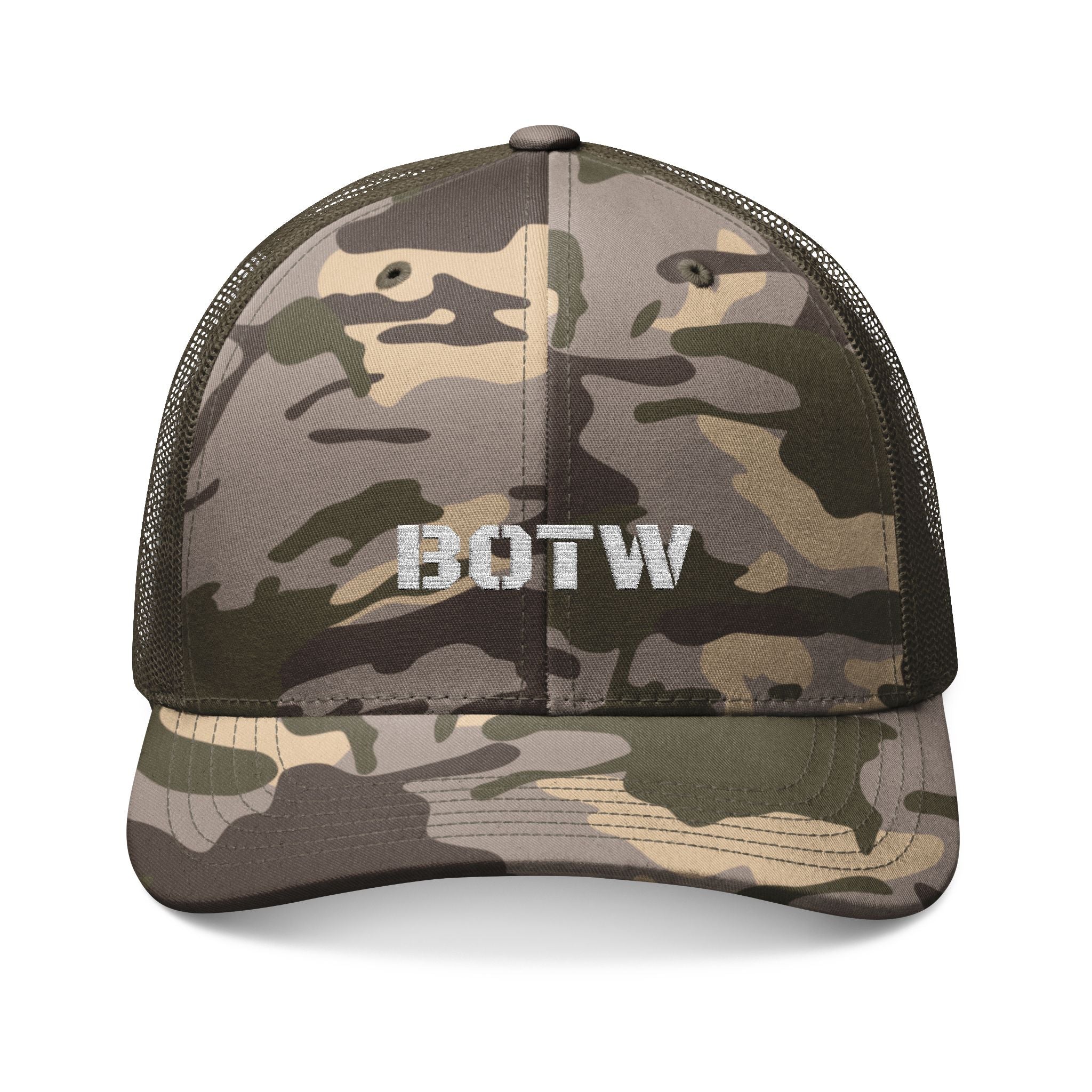 Embroidered Born of the Wild Military Mesh Cap - CAMO Trucker Hat