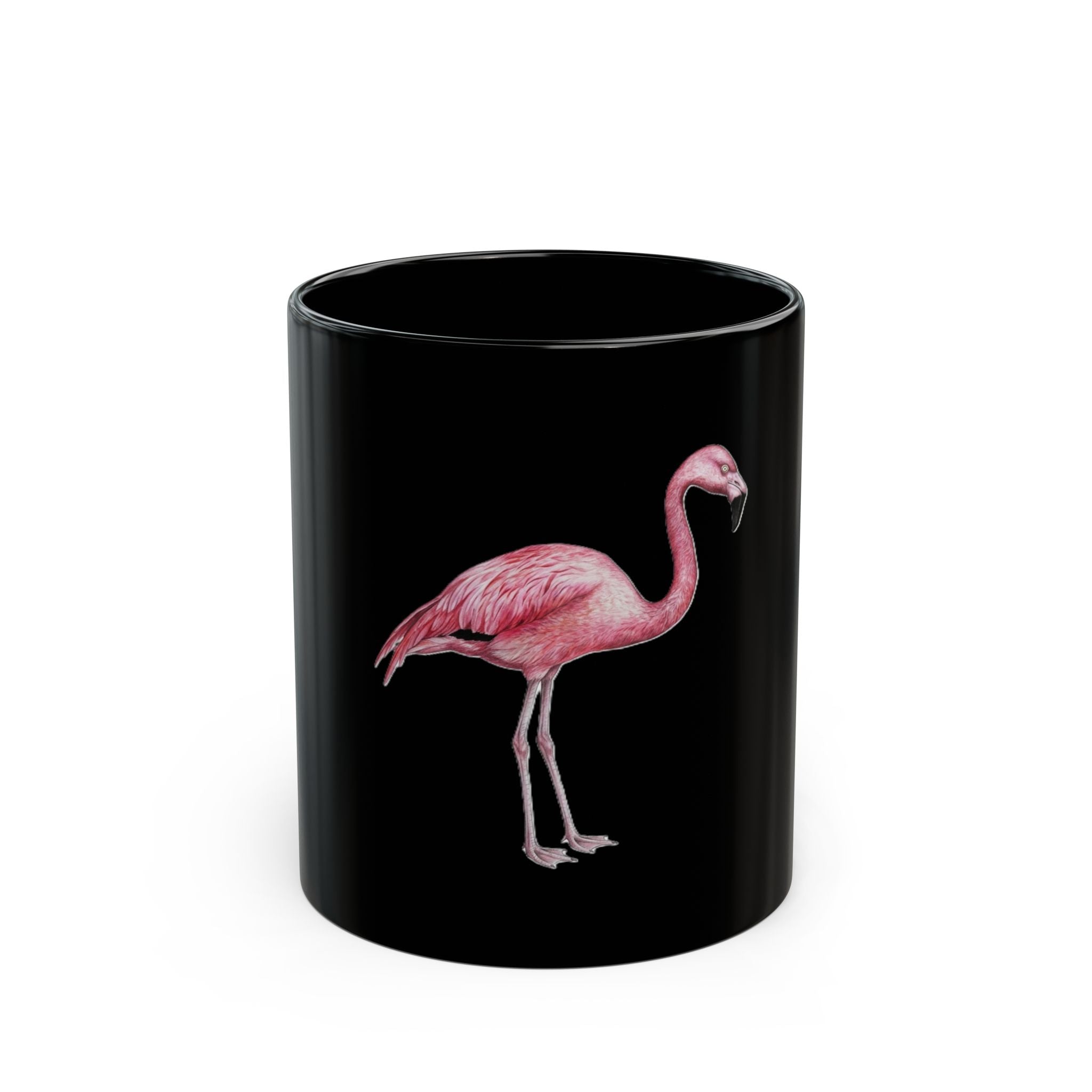 Flamingo Coffee Mug — Black Ceramic 11oz/15oz