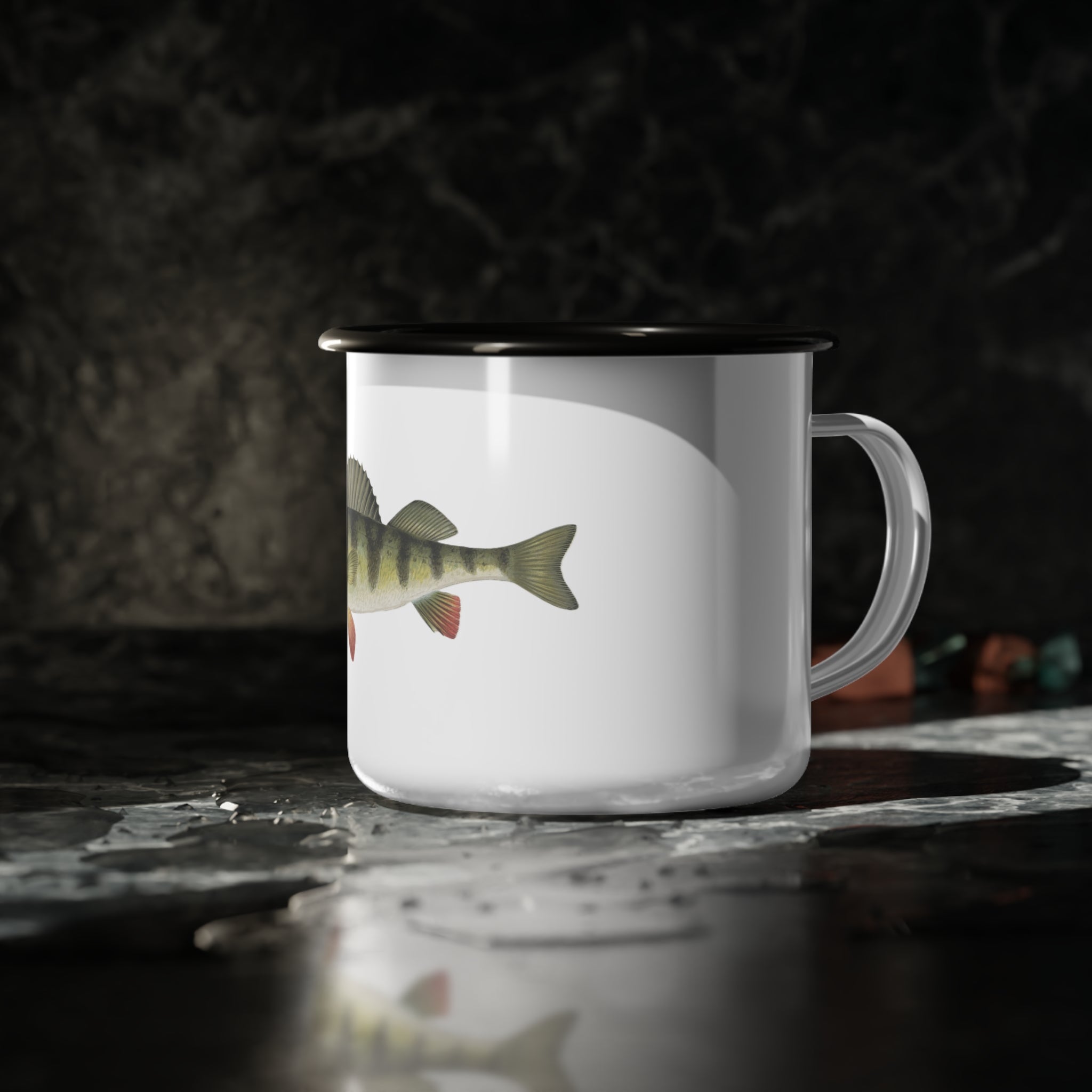 Enamel Camp Cup - Vintage Perch Fish Camper Mug