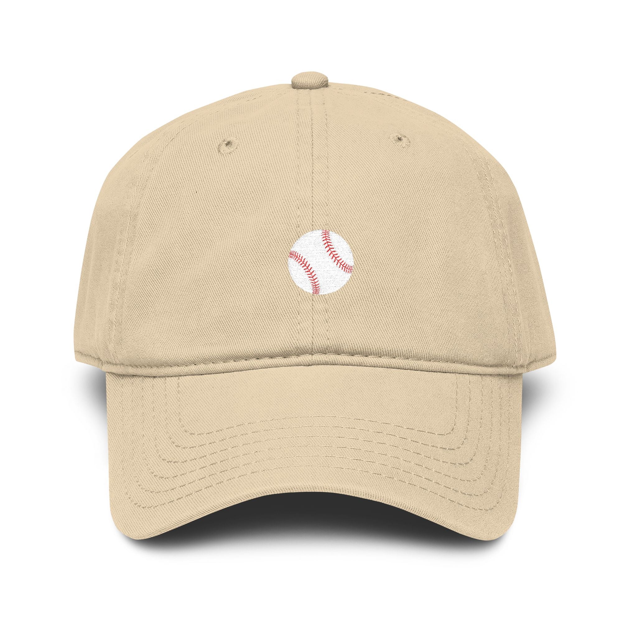 Washed Baseball Cap with Mini Baseball Embroidery — Vintage Sport Dad Hat