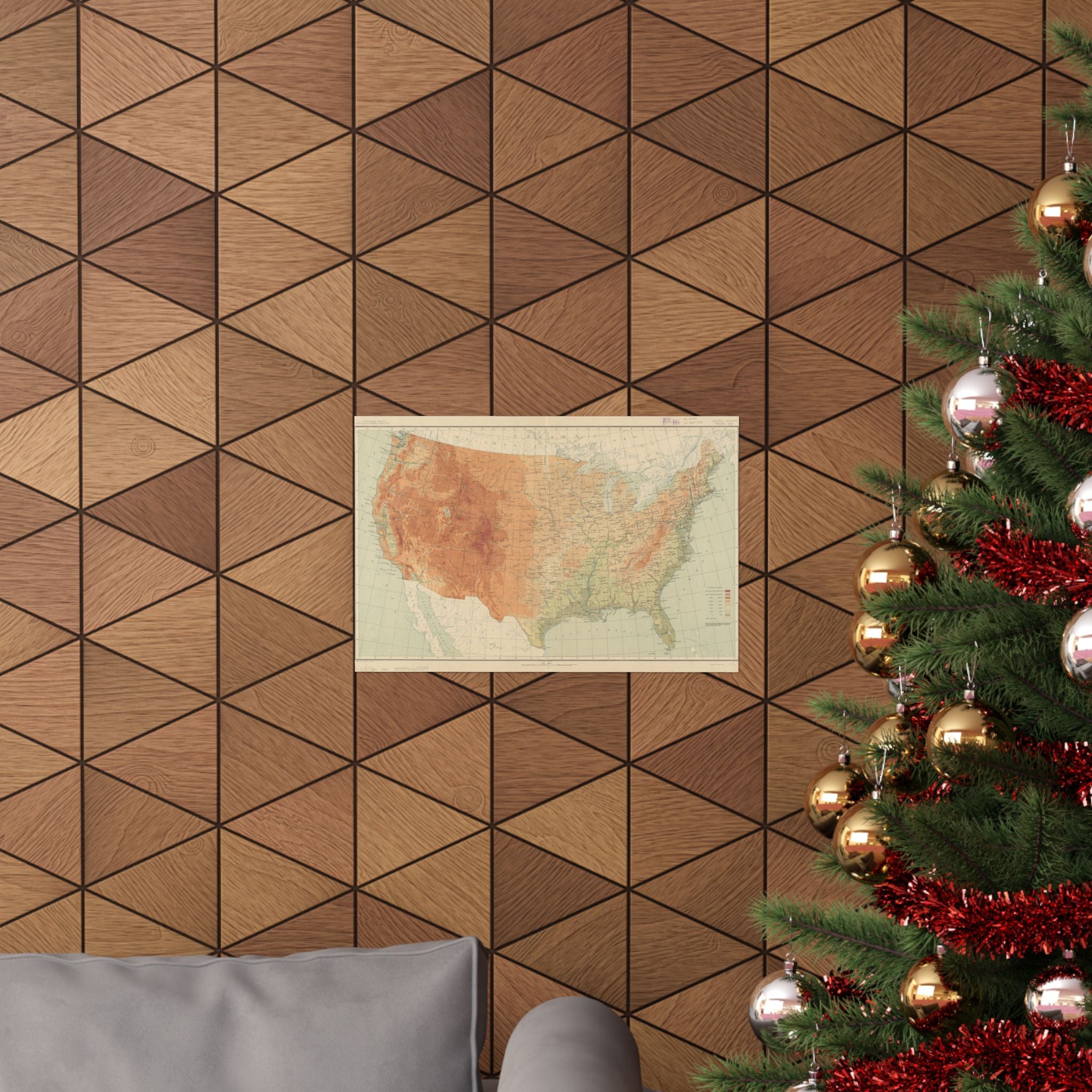 Vintage USA Map Poster — Matte Horizontal United States Wall Art